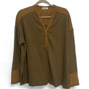 In Loom Burnt Yellow Waffle Knit Oversized Long Sleeve Shirt